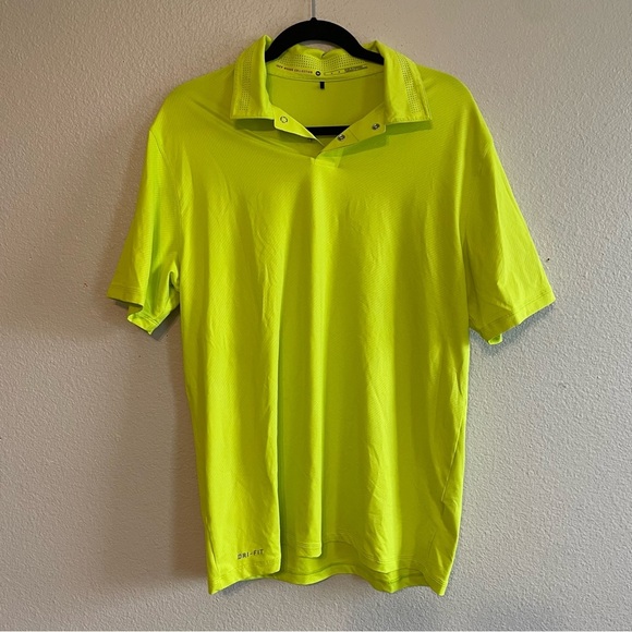 Tiger Woods Collection Men's Nike Golf‎ Polo size medium Bright Green/Yellow - Picture 1 of 10